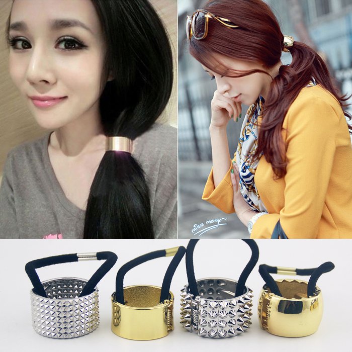 欧美风金属马尾扣橡皮筋扎头发绳