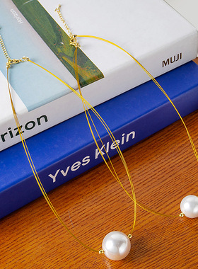 欧美风跨境货源个性人鱼姬珍珠项链批发女简约时尚百搭丝线常规链