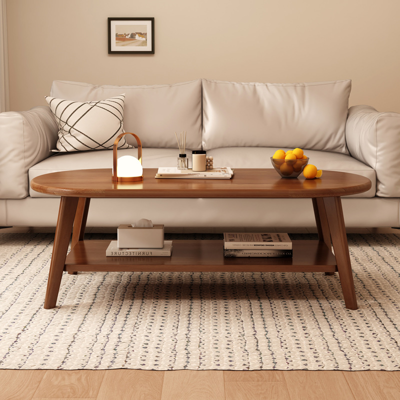 茶几客厅家用小户型中古风沙发边茶台新款简易出租房用双层小桌子