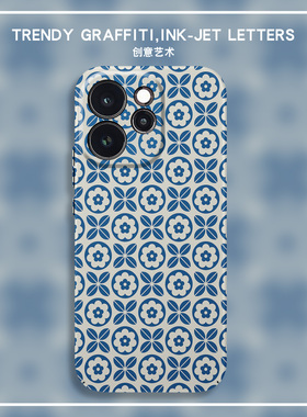 蓝色花卉magsafe磁吸适用Reno15pro手机壳新款Reno14全包防摔Reno13超薄硬壳Reno12pro+亲肤11保护套10创意