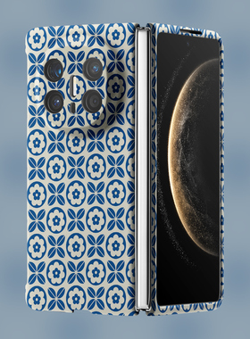 蓝色花卉适用于华为MateX7手机壳折叠屏MateX6保护套磁吸唯美创意matex5外壳磨砂MateX3简约MATEX2高级感夜光