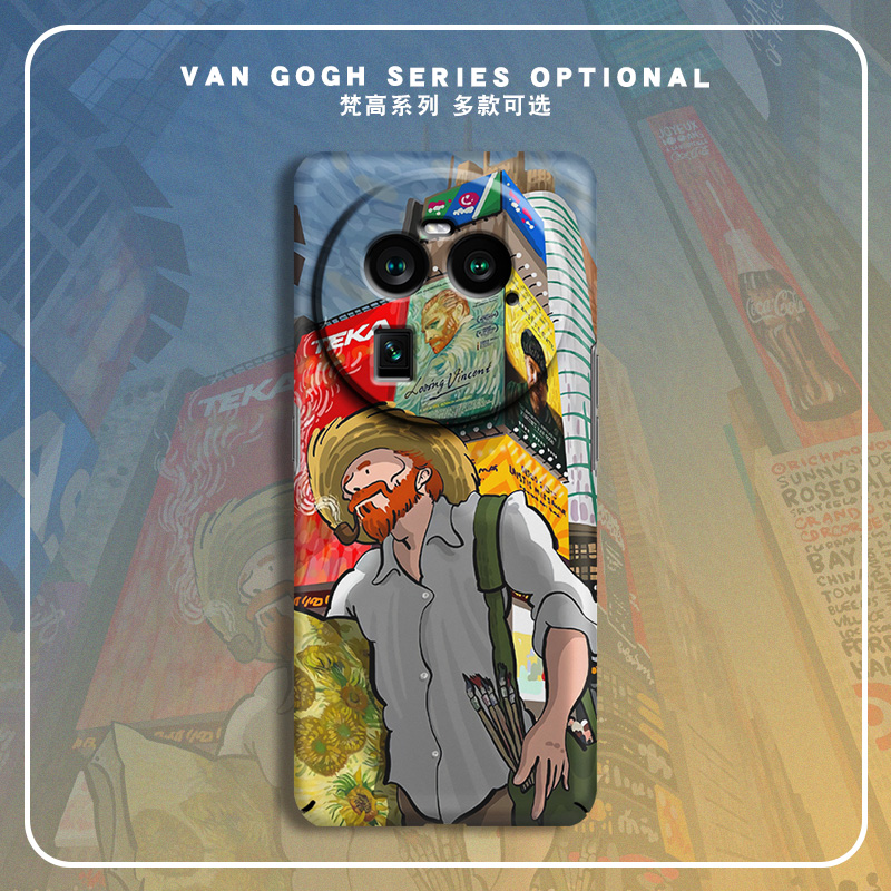 梵高纽约街头适用OPPOFindX9手机壳X7ultra新款FindX6全包X8S镜头防摔X5超薄硬壳X3PRO艺术油画X2情侣保护套