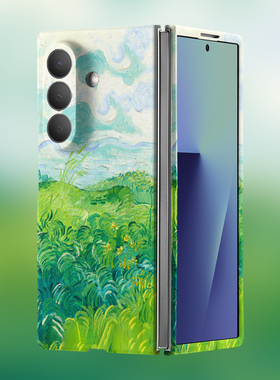 绿色麦田适用于三星zfold7手机壳新款w25折叠屏保护套夜光油画w25超薄磨砂zfold6/5/4外壳防摔全包5G男女w24