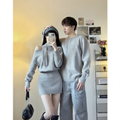 秋冬2025新款 ins超火毛衣连衣裙一男一女韩版 法式 情侣装 针织衫 潮