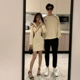 Осенняя небольшая парная одежда для влюбленных, дизайнерская брендовая толстовка, платье, тренд сезона, французский стиль