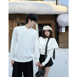 针织衫 情侣装 宽松法式 ins超火毛衣男女韩版 外套潮牌 秋冬2025新款