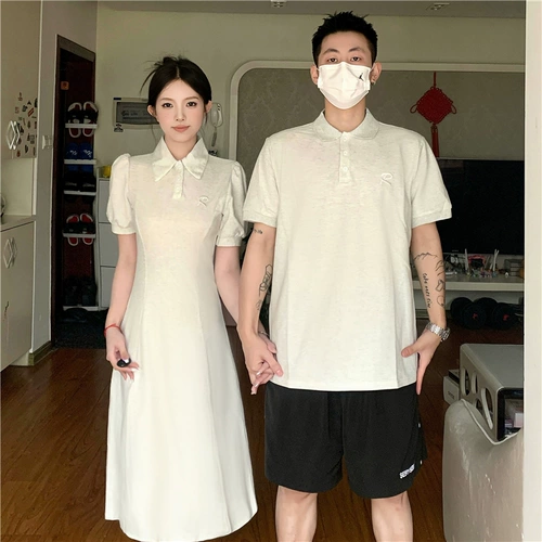 Tide, небольшая дизайнерская летняя парная одежда для влюбленных, футболка с коротким рукавом, платье, юбка, тренд сезона, в корейском стиле, французский стиль