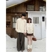 情侣装秋冬2025新款ins超火毛衣男女韩版宽松法式针织衫外套潮牌