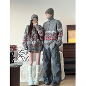 秋冬2025新款 ins超火毛衣男女韩版 宽松法式 情侣装 针织衫 外套潮牌