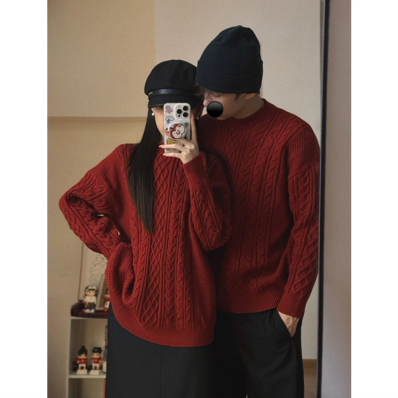 潮流宽松百搭慵懒风情侣毛衣