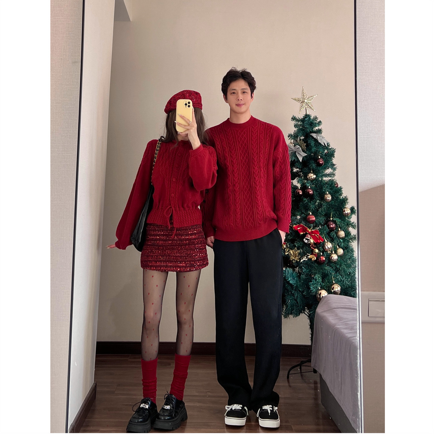 新年红色情侣装秋冬ins超火毛衣男女韩版宽松法式针织衫外套潮牌,女装/女士精品,毛衣,淘宝优惠券,粉丝福利购,淘宝优惠卷