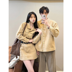 小众设计感情侣装春秋季2025韩版长袖衬衫女连衣裙法式一裙一衣潮