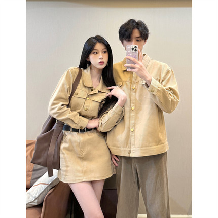 小众设计感情侣装春秋季2025韩版长袖衬衫女连衣裙法式一裙一衣潮