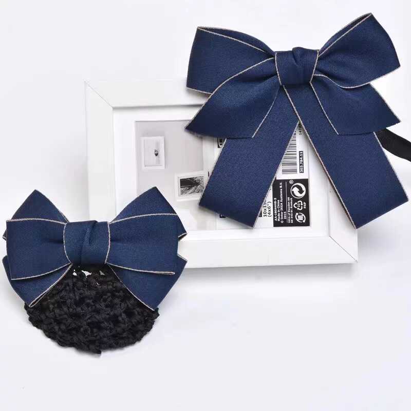 蓝色头花领花女套装银行酒店信用社工作上班员工职业工装配饰新款