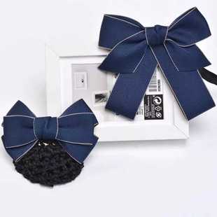 蓝色头花领花女套装银行酒店信用社工作上班员工职业工装配饰新款