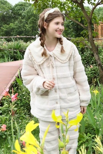 乌拉拉公主秋冬新款女士珊瑚绒家居服套装减龄休闲