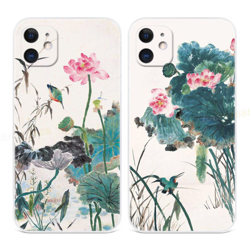 翠鸟荷花中国风苹果iphone手机壳