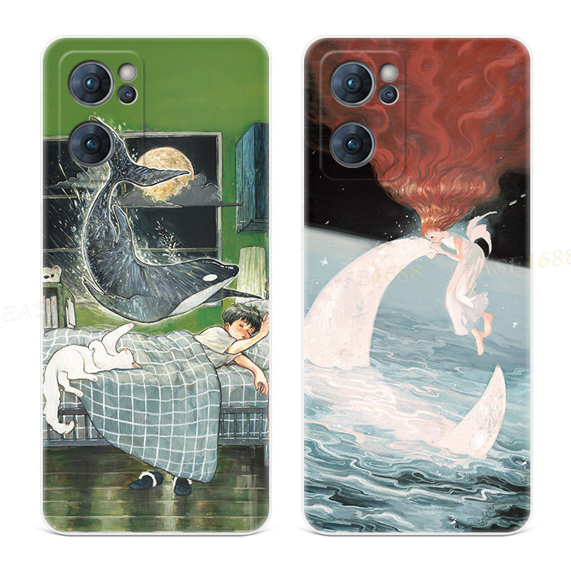 鲸梦摇篮曲适用oppo reno12手机壳11/10/9/8pro+治愈系7/6/4se文艺5k可爱3元气版2z女款Ace软十一