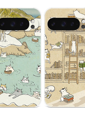 古风小猫咪适用谷歌Pixel10手机壳9pro/8/7/6A卡通XL可爱文艺中国风女款耐脏气囊防摔软