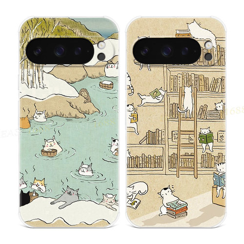 古风小猫咪适用谷歌Pixel10手机壳9pro/8/7/6A卡通XL可爱文艺中国风女款耐脏气囊防摔软
