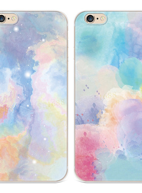 马卡龙星空适用iPhone13苹果7plus手机壳6s8文艺mini女款14promax超薄软se第二2三3代