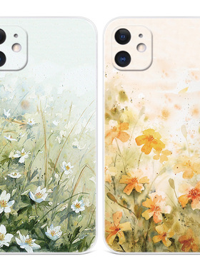 文艺菊花适用iPhone11手机壳12苹果17Air/15plus小清新xs小碎花xr简约16promax女款mini迷你x新款软
