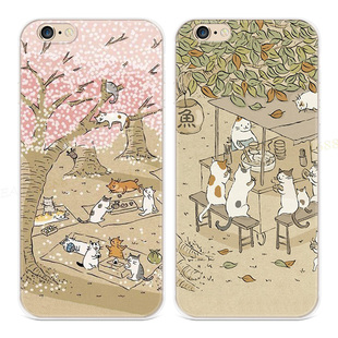 樱花小猫咪适用iPhone13苹果8plus手机壳6s7可爱14promax女款薄se第二2三3代六七八十四