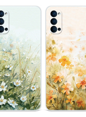 文艺菊花适用oppo Reno14手机壳13/12/11/10/9/8/7pro+小清新6/5K小碎花简约女款十一轻薄软