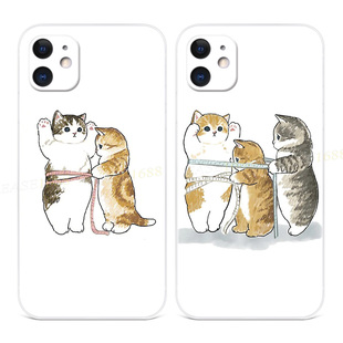 减肥猫咪适用iPhone11苹果15手机壳13mini可爱12卡通14promax简约女生16plus女款超薄迷你新款软