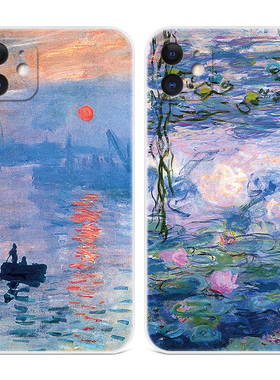 日出油画适用iPhone11苹果12手机壳17air/16/15/14/13/7/8/6plus艺术XR文艺睡莲promax莫奈简约女款mini软