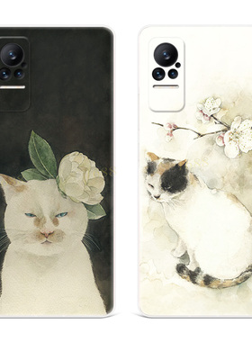 高雅白猫适用小米civi2手机壳1s可爱mix4卡通max3油画2s小猫咪cc9e女款pro软note3