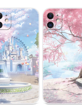 樱花城堡x适用iPhone11苹果12手机壳17Air/14/13/XS唯美15plus少女心xr女款16promax日系mini迷你新款软