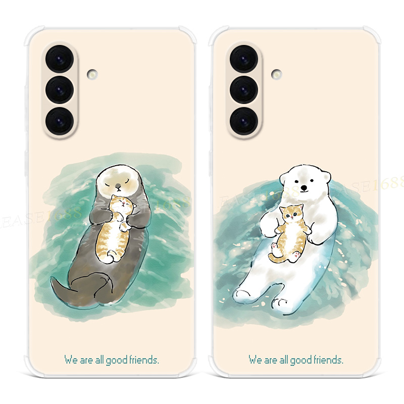 可爱北极熊适用三星A56手机壳A55A54A53A52A36A35A34A33A26A16A15A14A06白熊小猫咪简约卡通女款新款软