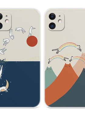 趣味猫咪适用iPhone11苹果12手机壳17air/16/15/14/13/7/8/6plus可爱XR简约promax卡通mini文艺女款软