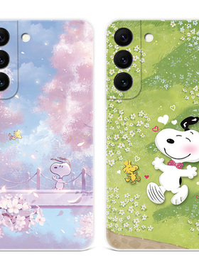樱花史努比适用三星s22手机壳s25/s24/s23ultra可爱s21+卡通s20fe小清新A56/A55/A54plus文艺女款EDGE软