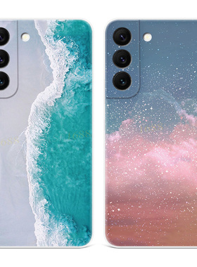 蓝色海浪适用三星s22手机壳s25/s24/s23ultra文艺星空s21fe小清新s20+个性A56/A55/A54plus女款edge软十