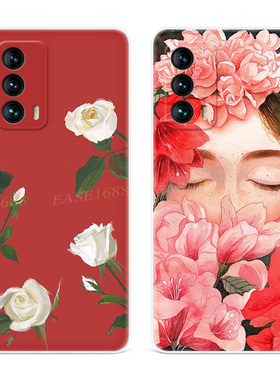 文艺玫瑰花适用魅族21手机壳20/18/17pro复古S红色唯美note中国风lucky08女款软壳
