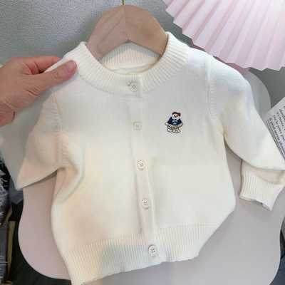 童装男童女童针织卡通小熊开衫新款洋气儿童宝宝毛衣外套秋季上衣