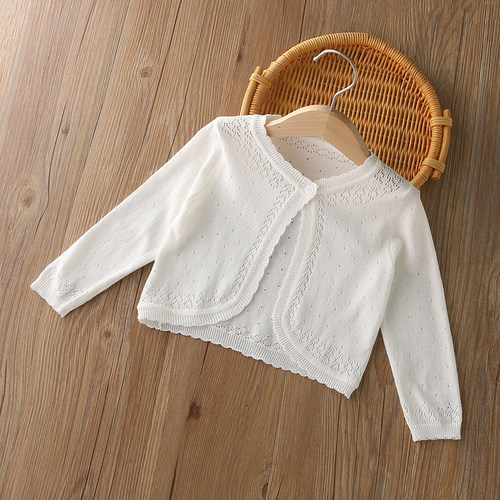 女童空调衫薄款儿童小披肩夏季外搭女宝宝婴儿针织开衫防晒衣外套