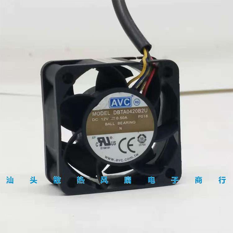 原装AVC 4020 DBTA0420B2U 12V 0.50A 4CM 双滚珠四线PWM暴力风扇