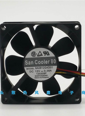 全新原装SANYO三洋 8CM 8025 DC12V 0.38A 9A0812G4D01 散热风扇