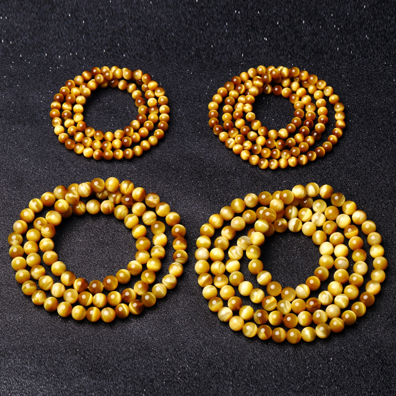 天然金虎眼石手链男女情侣款猫眼虎睛石鹰眼石多3圈108颗佛珠手串