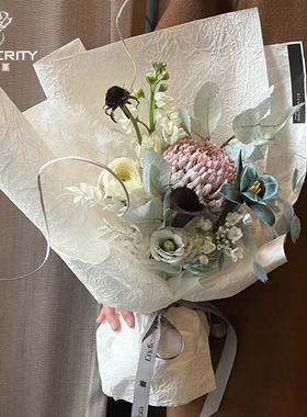 七色堇石纹纸包花纸高品质手工褶皱花艺礼物包装材料鲜花包装纸