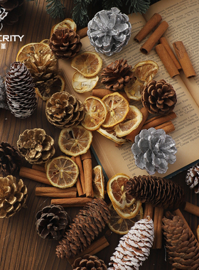 七色堇 圣诞节松果场地装饰创意包苹果材料装饰道具摆件鲜花包装