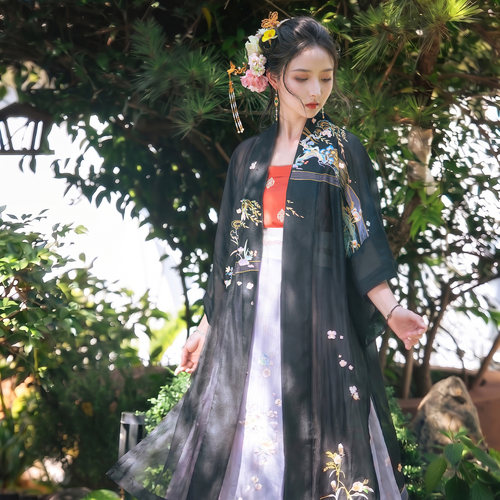 锦瑟衣庄夏款‘客北风’宋制汉服百迭裙女款绣花北宋宽袖衫