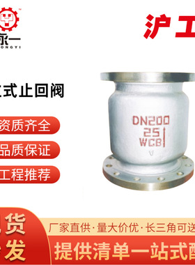 上海沪工阀门304不锈钢立式止回阀 H42W-16P法兰逆止H41WDN50 100