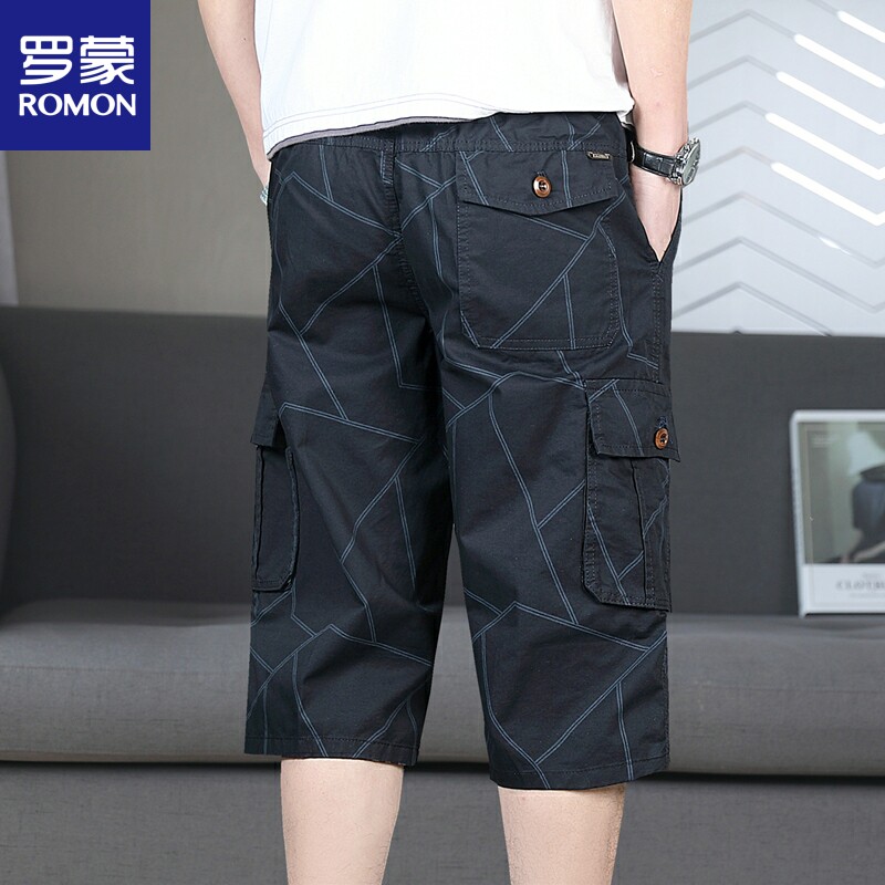 工装短裤男士夏季薄款宽松直筒七分裤子潮流帅气大码休闲裤子