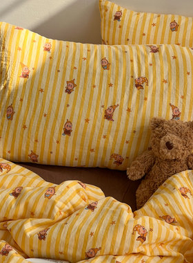 卡通A类100全棉双层纱小枕套30*50儿童纯棉单个成人一只对装40*60