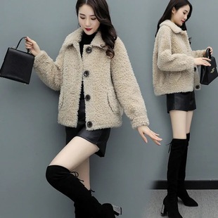 羊羔毛外套女2022新款 小个子学生卫衣 秋冬加厚加绒羊羔绒短款 韩版