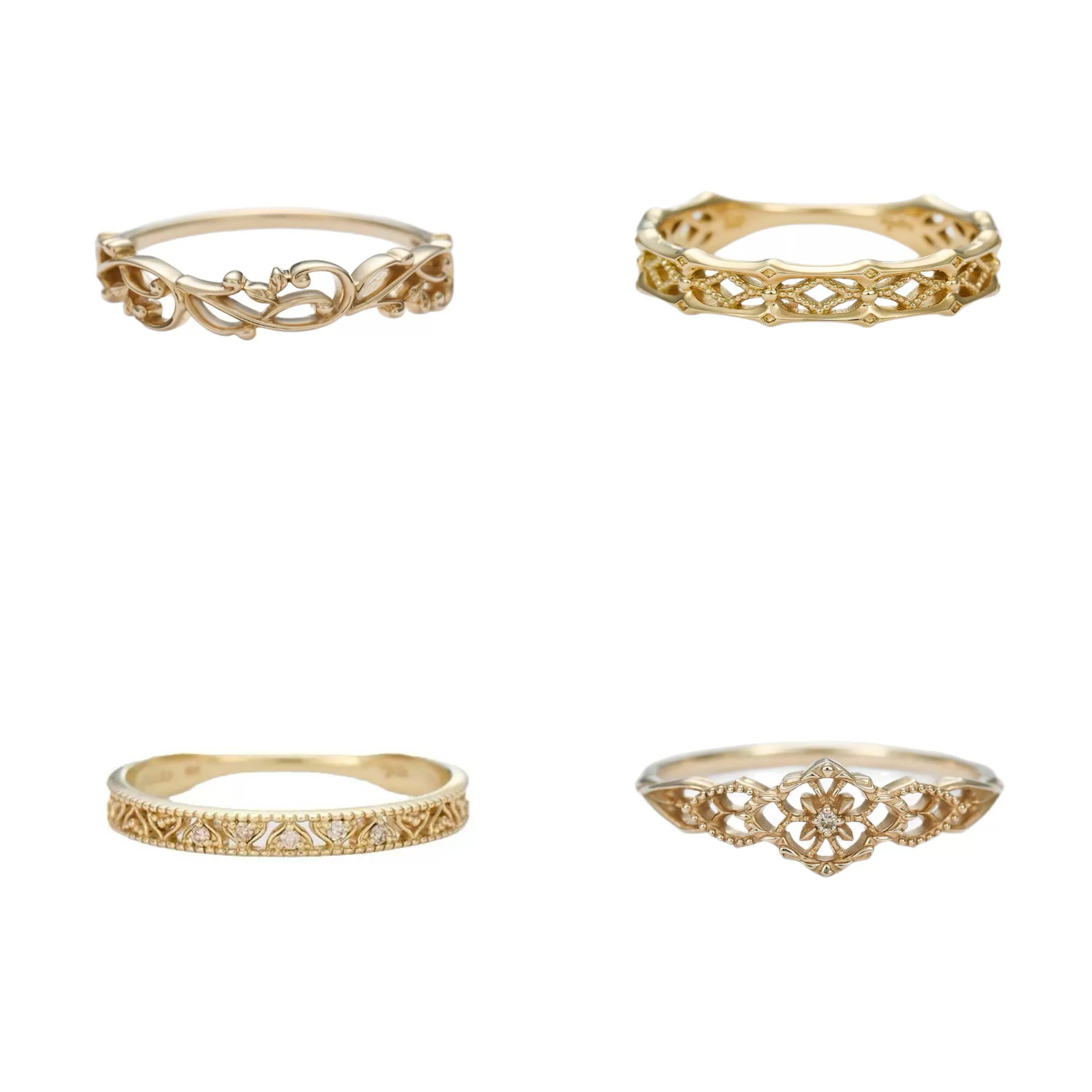 小众同款复古日系轻珠宝s925银镀金戒指女蕾丝镂空花朵花纹指环